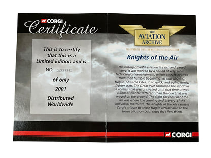 1/48 Corgi (AA38101) Sopwith Camel (D9402) flown by Flt/Lt Henry Botterell 208 Sqdn R.A.f.. (Limited Edition #2000 of Only 2001)