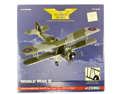 1/72 Corgi (AA36301) Fairey Swordfish Mk.1 (Y4372) "Sinking the BISMARK" 27 MAY 1941, No.810 Sqdn Royal Navy (Limited Edition NO CARD)
