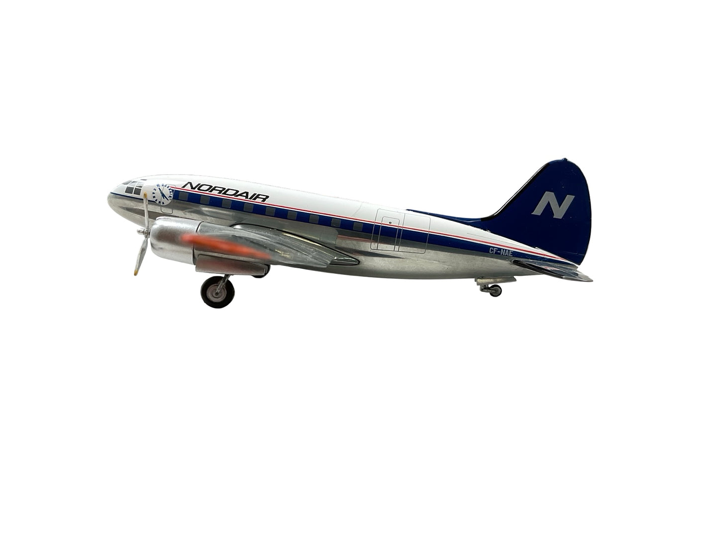 1/200 Western Models (AC2CFNAE) Curtiss C46A Commando (CF-NAE) "Nordair Canada"  Polished Aluminum with White & Blue NDA Livery, Nordair (Limited Edition of Only 200)