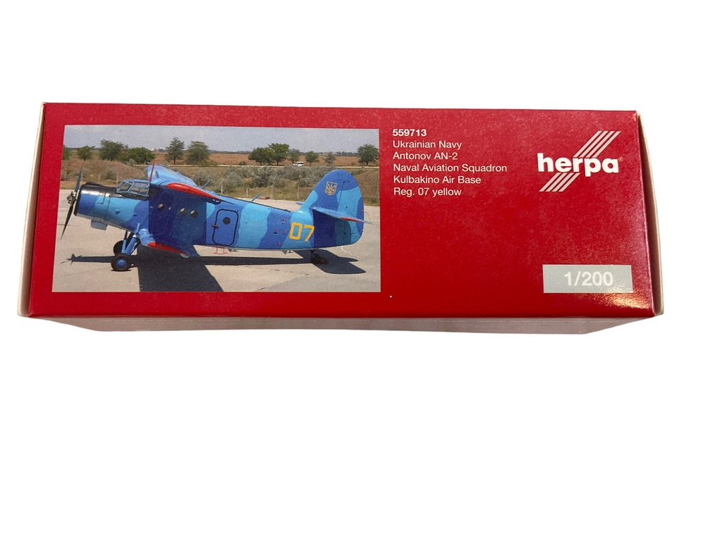 Ukrainian Navy Antonov AN-2 Splotch Pattern Herpa 1:200 Scale Die Cast Model NIB