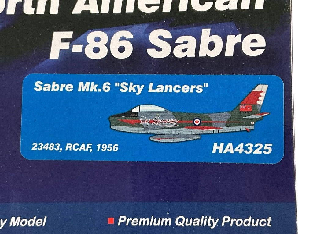 1/72 HobbyMaster (HA4325) North American F-86E (Canadair CL13 Sabre Mk.6) Sabre (23483) "Skylancers" Aerobatic Display Team R.C.A.F. 1956 (Limited Edition)