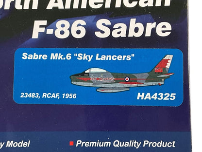 1/72 HobbyMaster (HA4325) North American F-86E (Canadair CL13 Sabre Mk.6) Sabre (23483) "Skylancers" Aerobatic Display Team R.C.A.F. 1956 (Limited Edition)