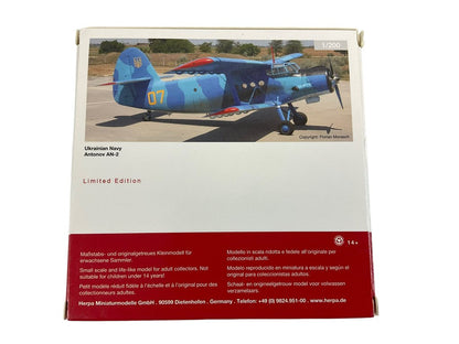 Ukrainian Navy Antonov AN-2 Splotch Pattern Herpa 1:200 Scale Die Cast Model NIB