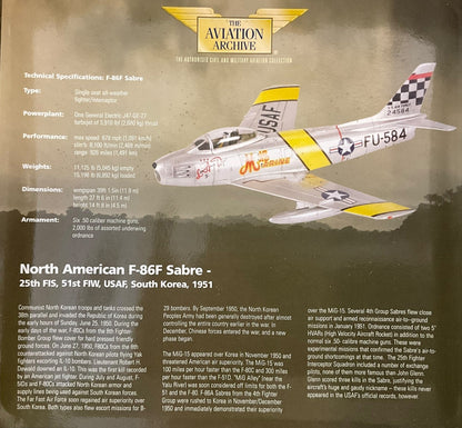 1/72 Corgi (AA35801) North American F86F Sabre (FU-584 c/n 24584) "MiG Mad Marine" "Lyn Anne I & Dave" flown by Maj. John Glenn, U.S.M.C. (3  Kills) South Korea 1951, 25th FS, 51st FW, U.S.A.F. (Limited Edition)