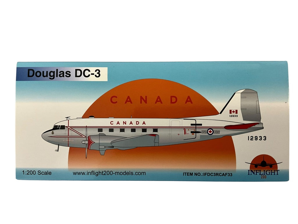 1/200 Inflight200 (IFDC3RCAF33) Douglas C47 (DC3) Dakota (12933) 1980's "Polished Aluminum, White & Day Glo Lightning Bolt Livery" Canadian Armed Forces (Limited Edition of ONLY 180) 2026 Release