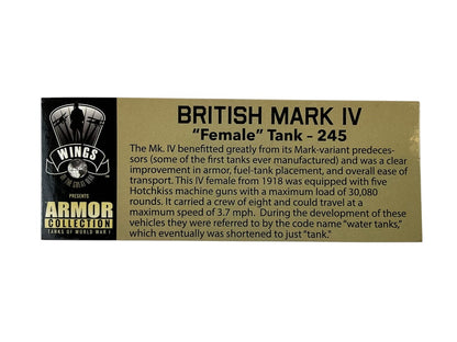 1/72 Wings of the Great War (WW10201) WW-I British MK-IV "Female" Tank-245 (Limited Edition)