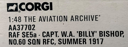 1/48 Corgi (AA37702) Royal Aircraft Factory SE5a (A8936) flown by Capt. W.A. "Billy" Bishop (Allies Ace of Aces with 72 Kills) No,80 Sqdn R.F.C. (Limited Edition of Only 3710)