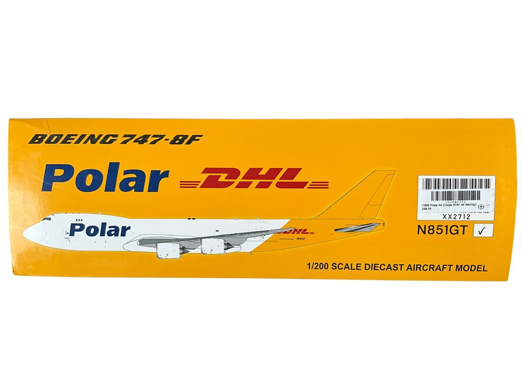 1/200 JC Wings (XX2712) Boeing B747-8F (N851GT) "DHL" Polar Air Cargo (Limited Edition) 2021 Release