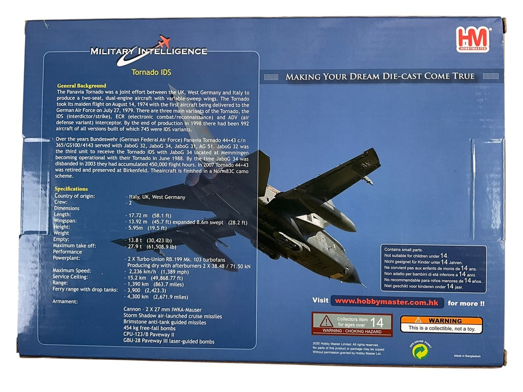 1/72 Hobbymaster (HA6725) Panavia Tornado ECR (46+54) "Nato Tigers" Lo-Vis Grey Camo TLG-51 "Immelmann" Deutsche Bundes Luftwaffe Schleswig-Jagel AB 2017 (Limited Edition)