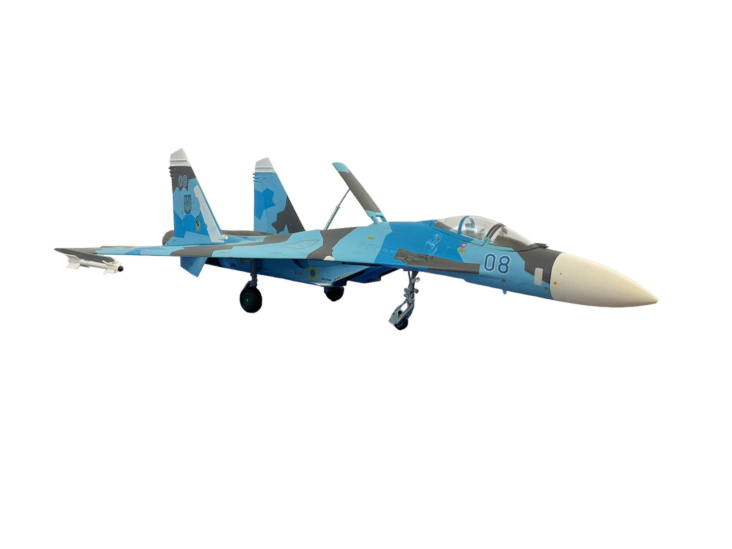 Ukrainian Air Force Sukhoi SU-27 Flanker Splinter Camouflage JC Wings 1:72 Scale Die Cast Model NIB