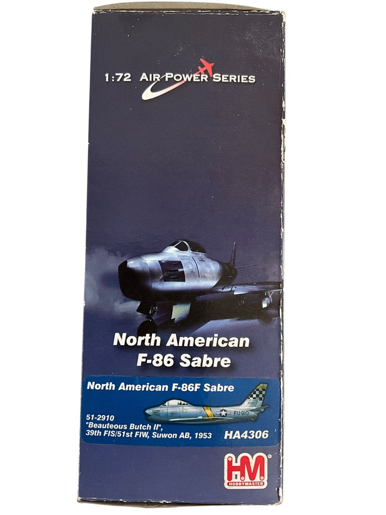 1/72 HobbyMaster (HA4306) North American F86F Sabre (c/n 51-2910) "Beauteous Butch II" flown by Joseph C. McConnell Jr. {TOP ACE with 16 Kills) Suwon AB, South Korea 1953, 39th FS, 51st FW, U.S.A.F. (Limited Edition of 1000)