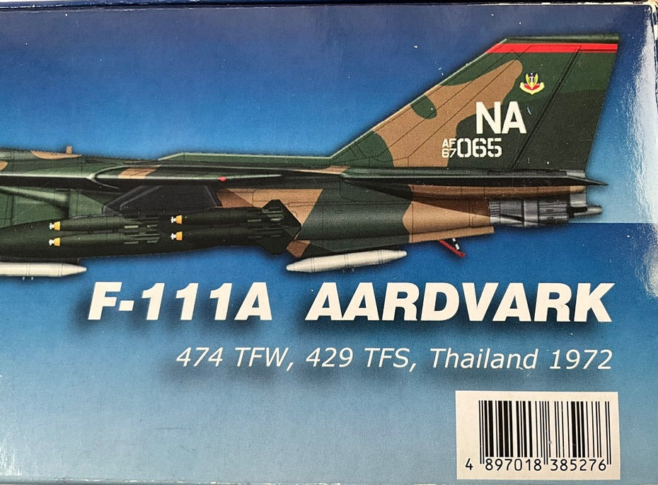 1/72 Hobbymaster (HA3001) General Dynamics F111A Aardvark (AF67-065) "Operation Linebacker" 1972 Takhli RTAFB Thailand, 474 TFW, 429 TFS Black Falcons, U.S.A.F. (Limited Edition of 3500) 2010 Release