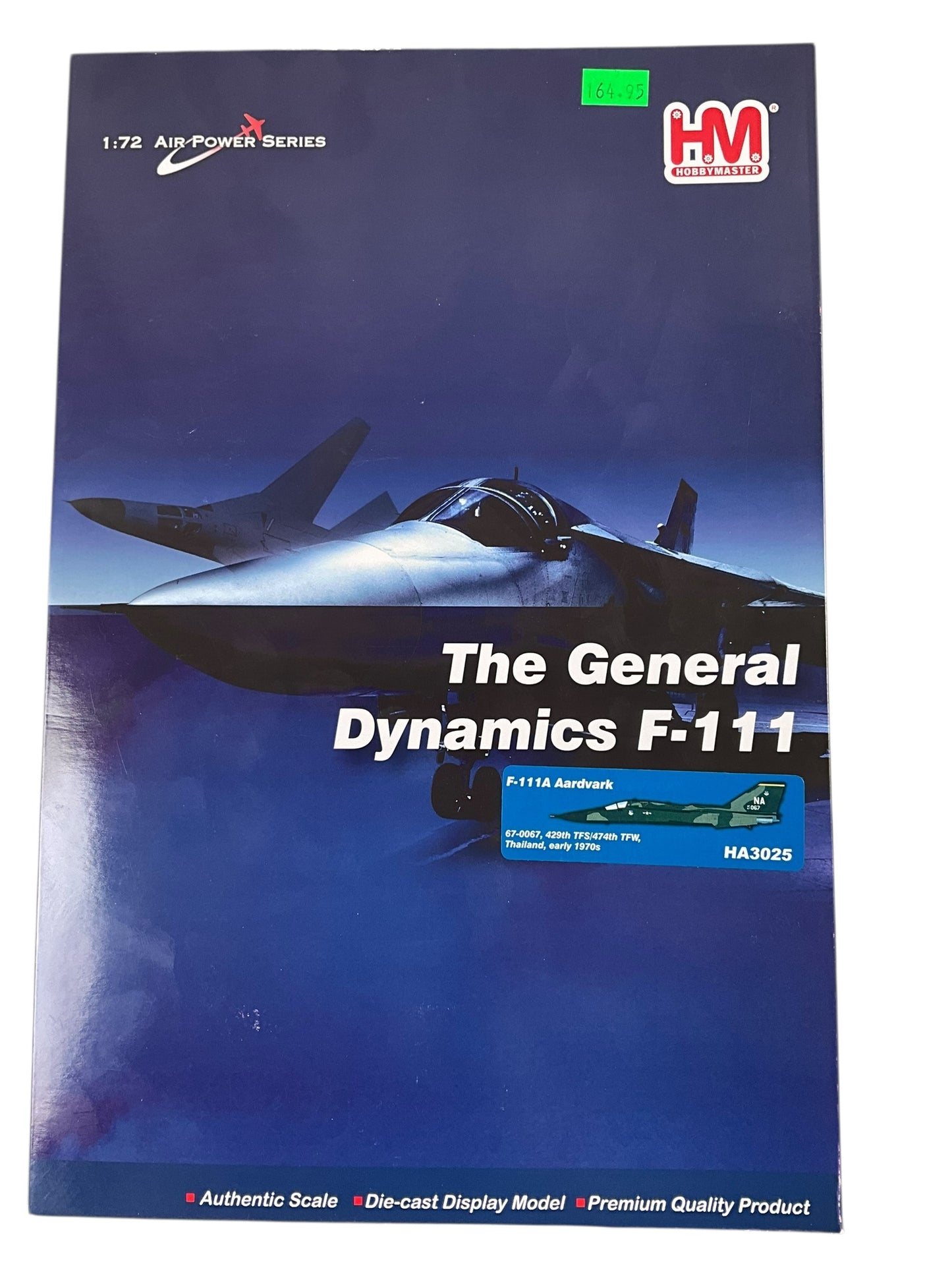 1/72 Hobbymaster (HA3025) General Dynamics F111 Aardvark (67-0067) Thailand, 1970, 474th TFW, 429th TFS, USAF (Limited Edition of Only 800)