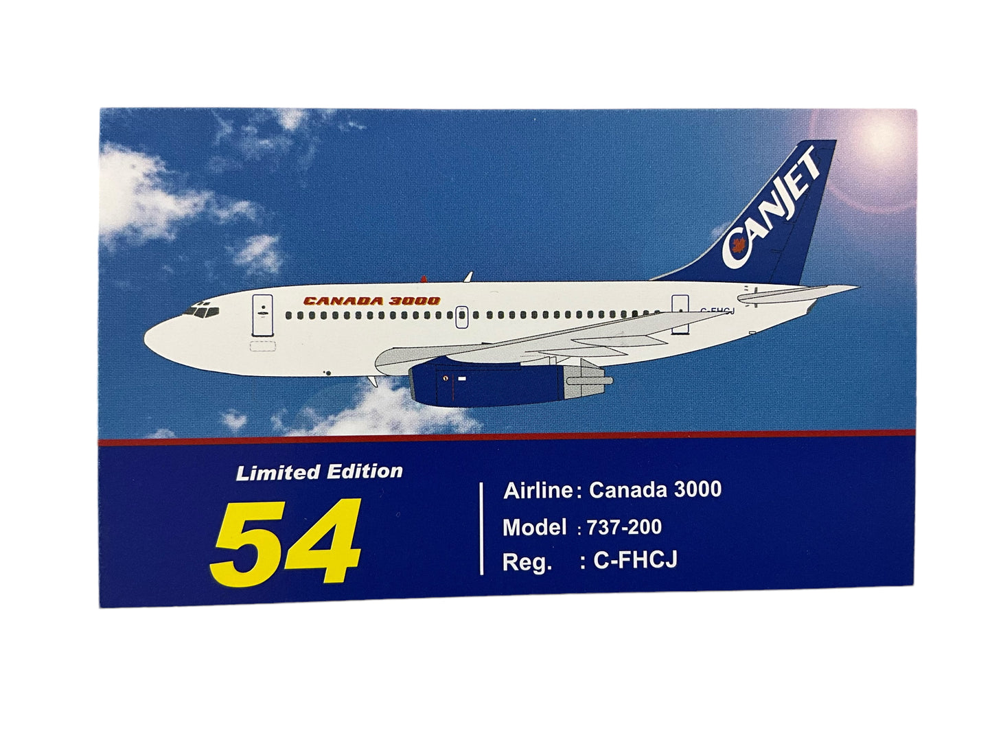 1/200 Inflight200 (IFCAN73200313) Boeing B737-201 (C-FHCJ) Transitional Livery with Canada3000 Titles & CanJet Tail - Canada3000 (Limited Edition #45 of ONLY 54)