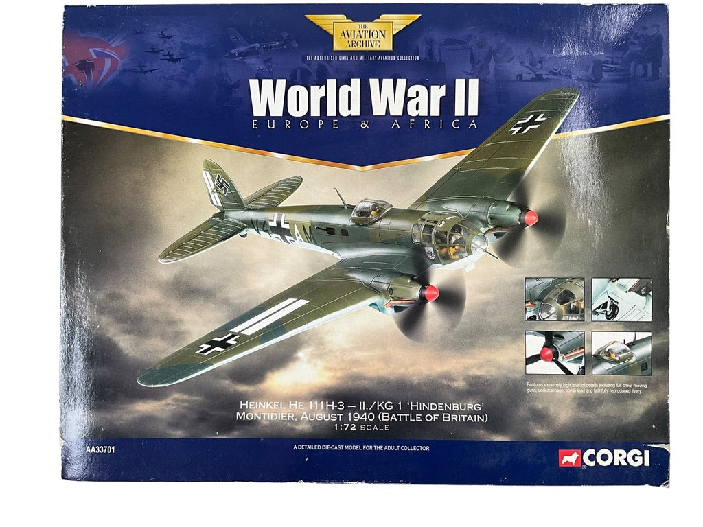 1/72 Corgi (AA33701) Heinkel He111H3 (V4+AM) "Battle of Britain" Aug 1940 Montidier, "Hindenburg" II./KG.1 Dritten Reich Luftwaffe (Limited Edition)