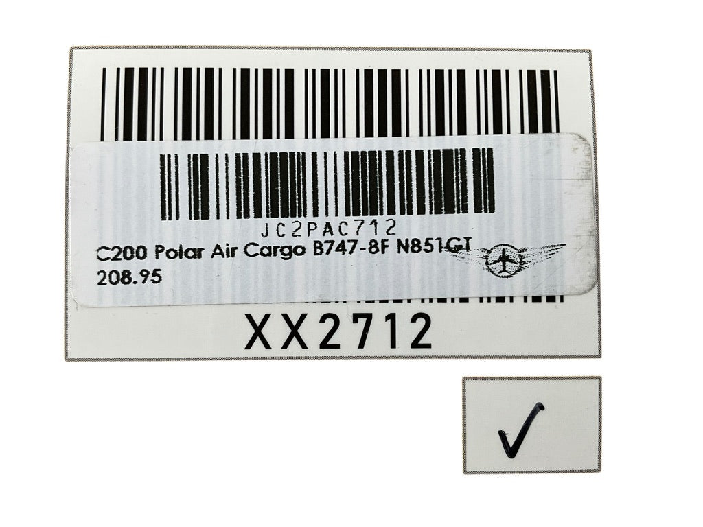 1/200 JC Wings (XX2712) Boeing B747-8F (N851GT) "DHL" Polar Air Cargo (Limited Edition) 2021 Release