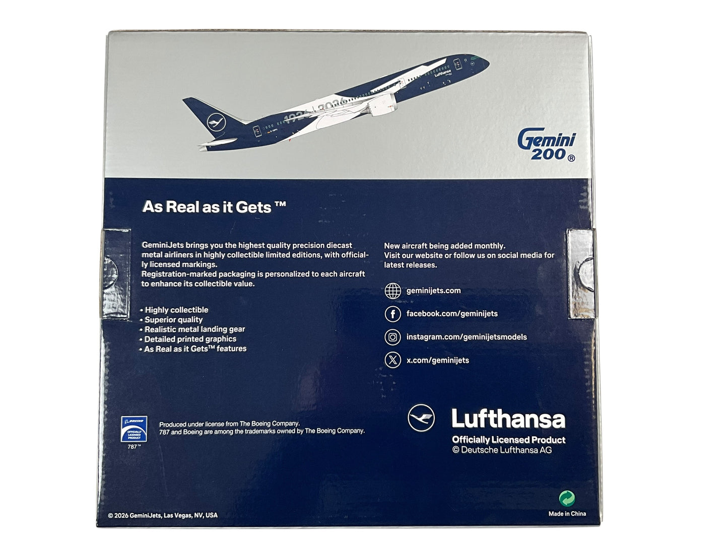 1/200 Gemini200 (G2DLH1483) Boeing B787-9 Dreamliner (D-ABPU) Berlin "100 Year Lufthansa Anniversary Livery" 2026 Lufthansa (Limited Edition) 2026 Release