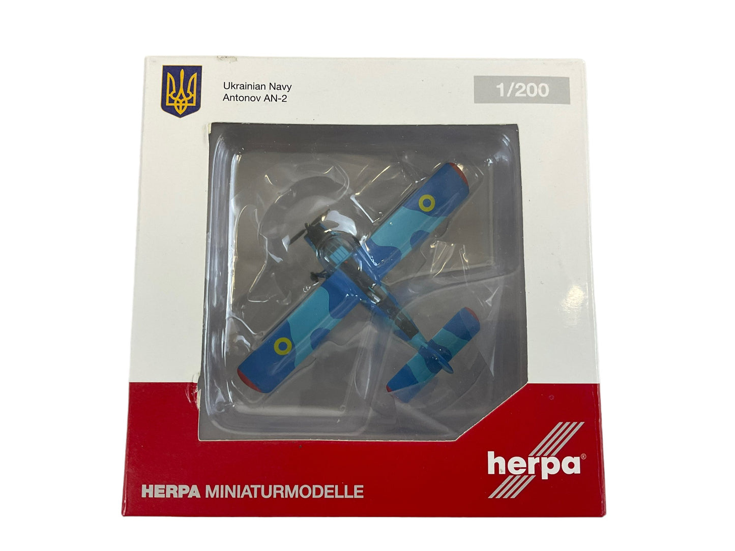 Ukrainian Navy Antonov AN-2 Splotch Pattern Herpa 1:200 Scale Die Cast Model NIB