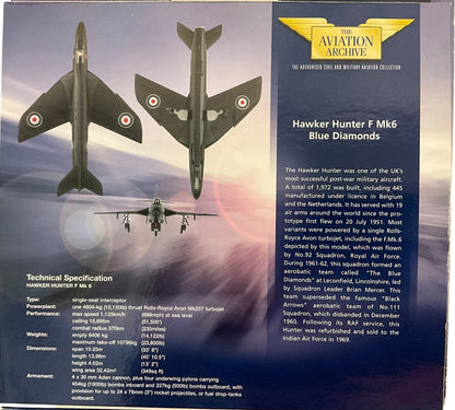 1/72 Corgi (AA32701) Hawker Hunter F Mk.6 flown by S/L Brian Mercer of the "Blue Diamonds" at  Leconfield, Lincolnshire 1961-62, 92 Sqdn R.A.F. (Limited Edition #2081 of Only 4000)