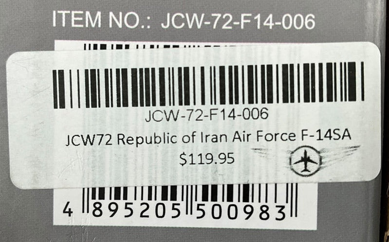 1/72 JC Wings (JCW-72-F14-006) Grumman F14A (Tomcat) "Alicat" (3-6045) Grey & Blue Camo, Islamic Republic of Iran Air Force (Limited Edition #422 of Only 750)