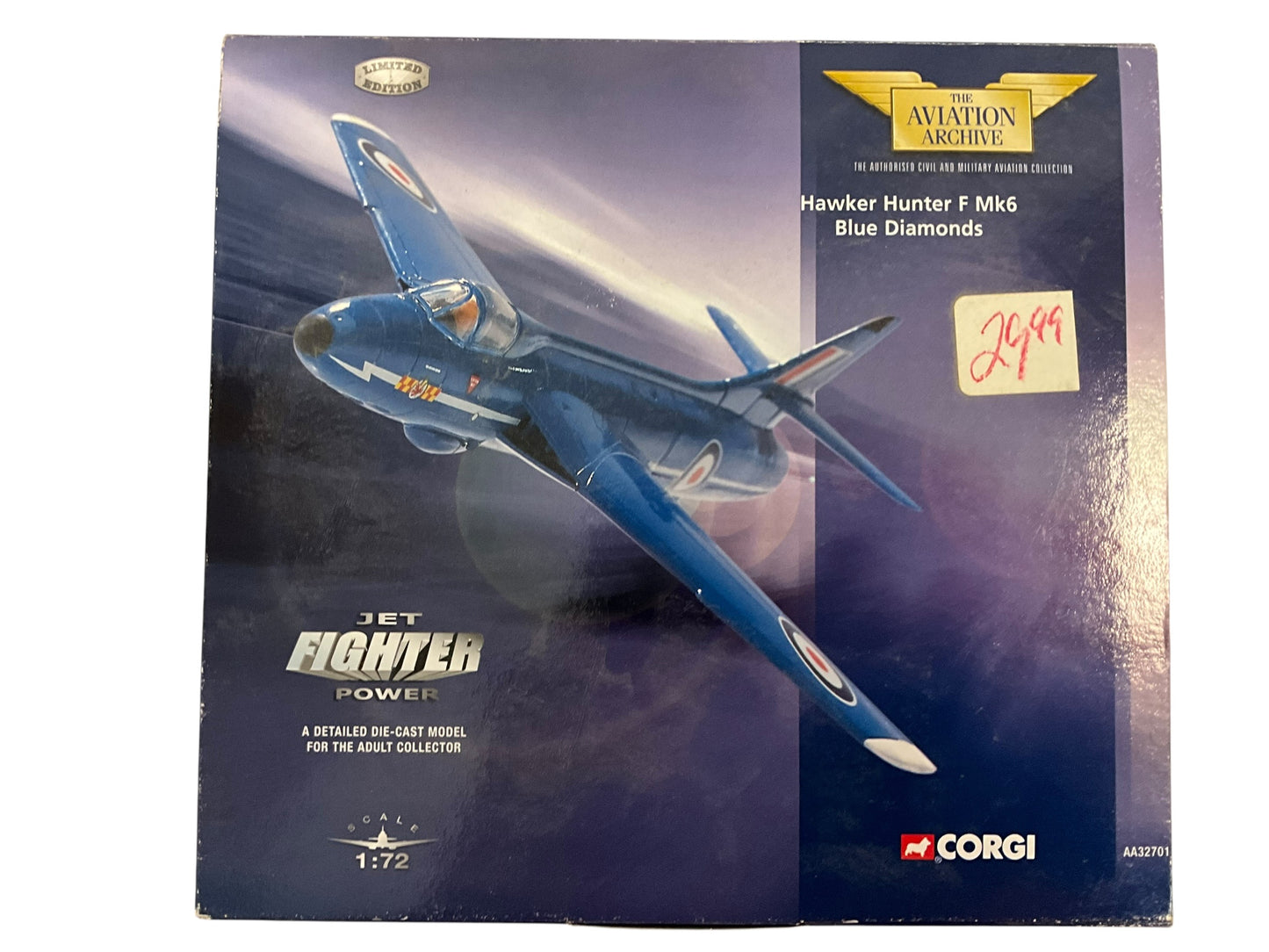1/72 Corgi (AA32701) Hawker Hunter F Mk.6 flown by S/L Brian Mercer of the "Blue Diamonds" at  Leconfield, Lincolnshire 1961-62, 92 Sqdn R.A.F. (Limited Edition #2081 of Only 4000)