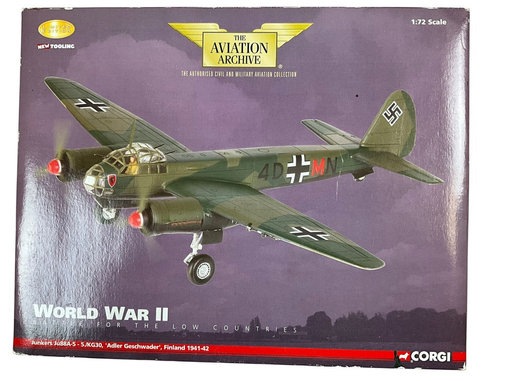 1/72 Corgi (AA36702) Junkers Ju88A-5 (4D+MN) Finland 1941-42 5./KG30 "Adler Geschwader" Dritten Reich Luftwaffe (Limited Edition #0972 of Only 3590)