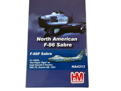 1/200 HobbyMaster (HA4313) North American F86F Sabre (FU958) "the Paper Tiger" flown by Captain Harold E. Fischer (10 Kills) 39th FS, U.S.A.F. Suwon AB, South Korea 1953 (limited Edition of Only 600)