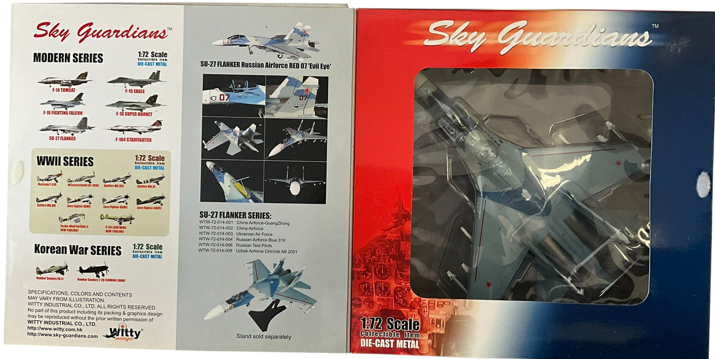 1/72 (Witty Wings) Sky Guardians (WTW-72-014-005) Sukhoi SU27 Flanker-B (Red 07) "Evil Eye" 3-Tone Blue Splinter Pattern Camo, Russian Air Force (Limited edition (Limited Edition)