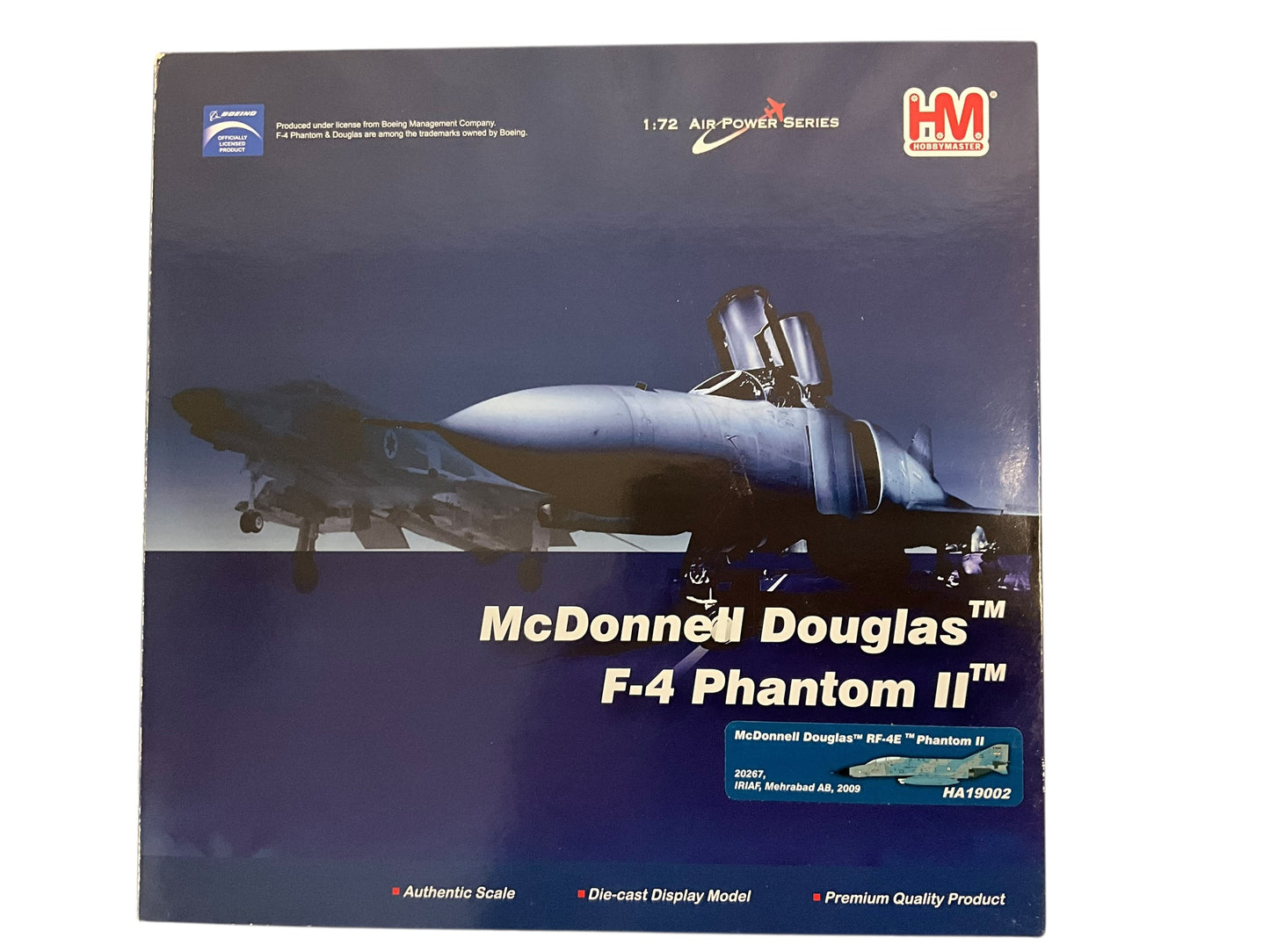 1/72 HobbyMaster (HA19002) McDonnell Douglas RF4E Phantom II (s/n 72-0267) Blue & Grey Camo, Mehrabad AB, 2009 Islamic Republic of Iran Air Force (Limited Edition)