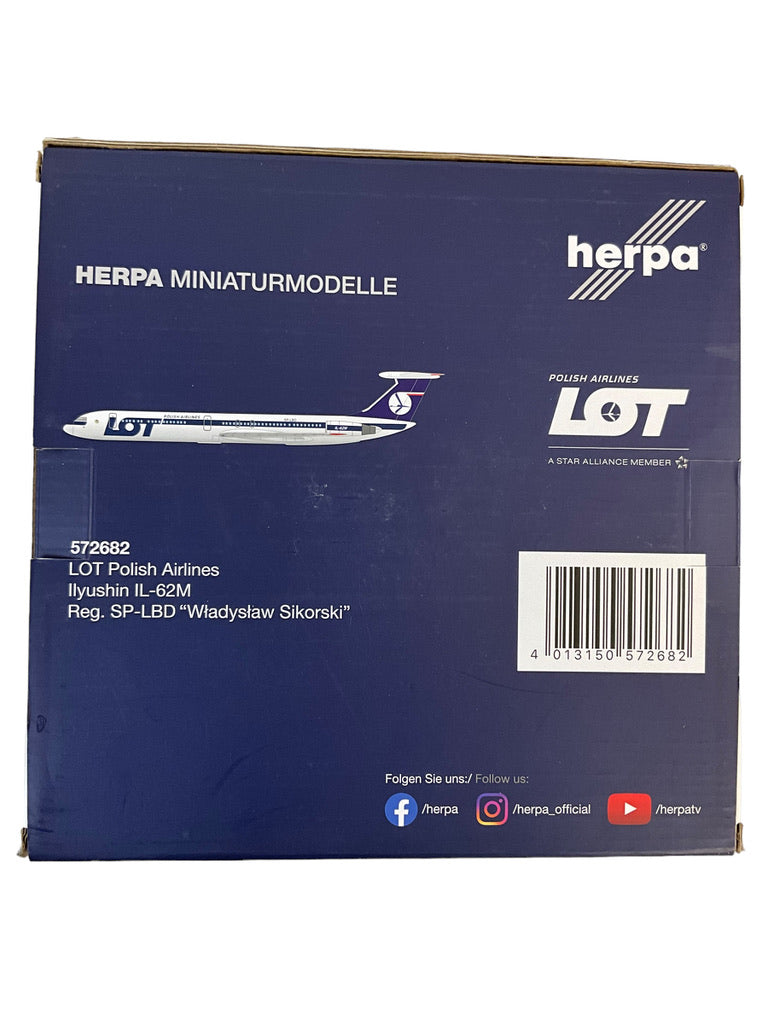 1/200 Herpa Ilyushin IL62M LOT Polish Airlines