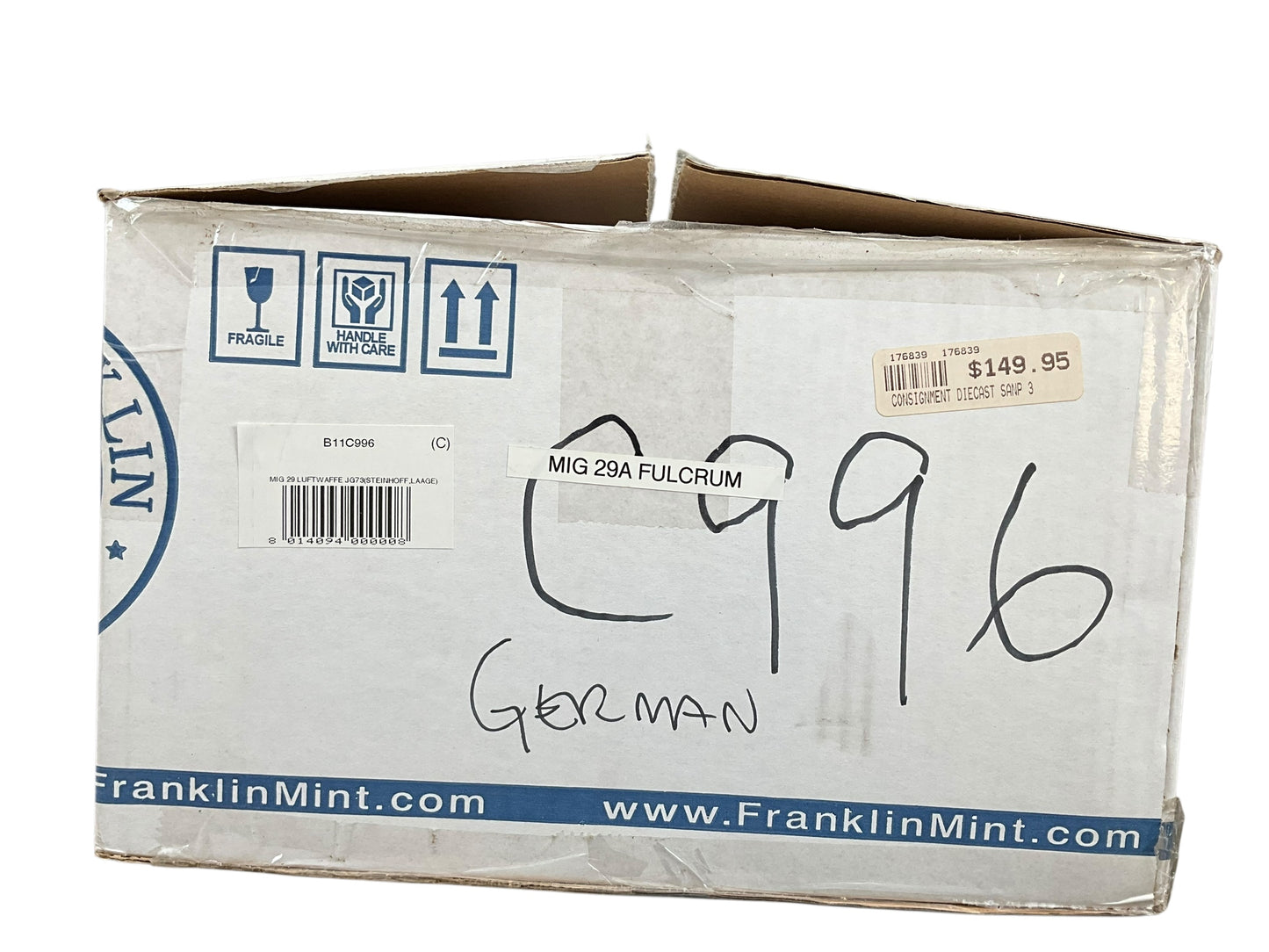 1/48 Franklin Mint/Armour (B11C996) MiG29A Fulcrum (29+20) 1.JagdStaffel, JG73 "Steinhoff", Deutsch Bundes Luftwaffe, m, Laage, Germany (Limited Edition)
