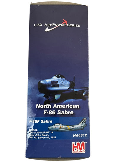 1/72 HobbyMaster (HA4312) North American F86F Sabre (52-4584) "Mig Mad Marine" of Major John Glenn (3rd Mercury Astronaut) 25th FS Suwon AB Korea 1953 U.S.A.F. (Limited Edition of Only 600)