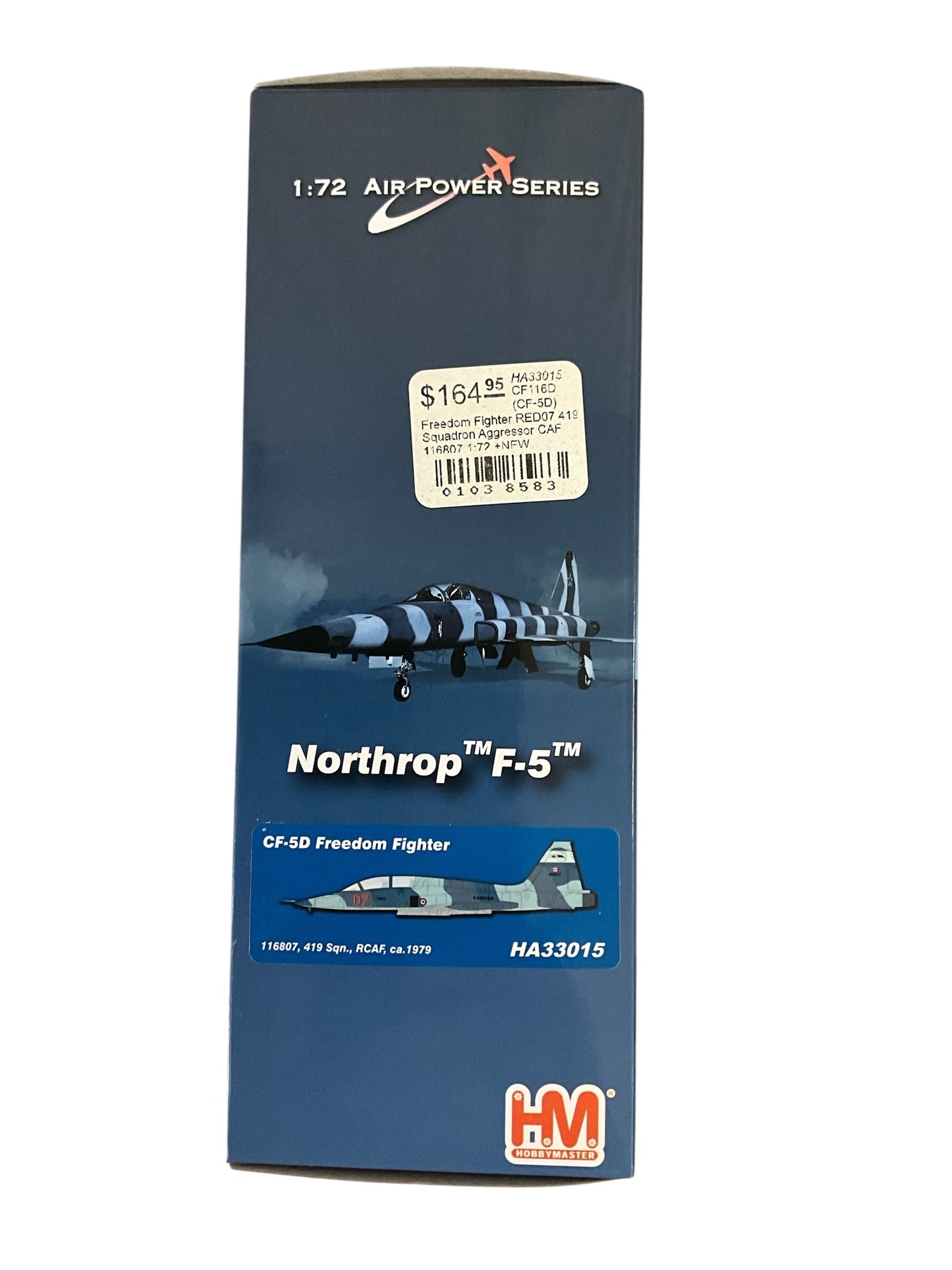 1/72 Hobbymaster (HA33015) Canadair CF5D Freedom Fighter (116807) 3 Tone Blue & Grey Camo 1979  419 "Moose" Sqdn, Canadian Armed Forces (Limited Edition) 2026 Release