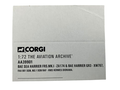 1/72 Corgi (AA39901) B.A.E. Sea Harrier FRS.Mk1 (ZA174) FAA 801 & Harrier GR3 (XW767) No.1 Sqn RAF HMS Hermes Diorama (Limited Edition #1331 of ONLY 1460)