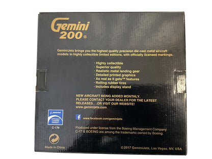 1/200 Gemini200 (G2AFO635) Boeing C17 Globemaster III (0014) "Spirit of the Pelicans" Charleston 437th AW & 315th AW U.S.A.F. (Limited Edition) 2017 Release