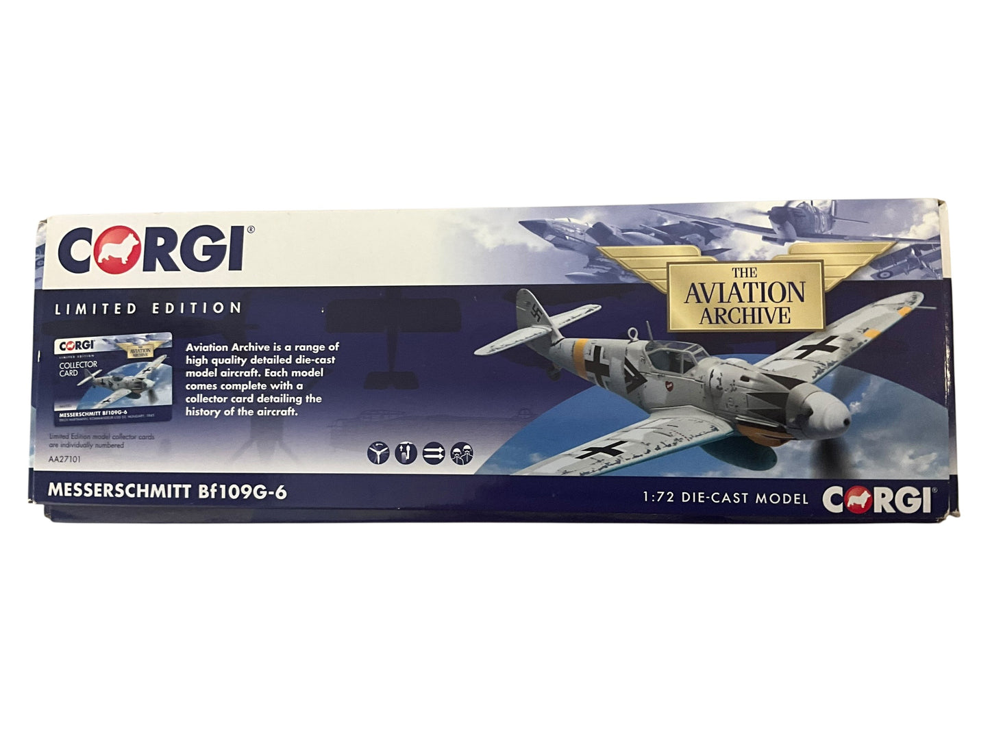 1/72 Corgi (AA27101) Messerschmitt Bf109G-6 White Winter Camo, flown by Erich Hartmann ("Ace of ALL Time" with 352 Kills) Hungary 1945, Kommandeur 1/JG53 Drittes Reich Luftwaffe (Limited Edition #1831 of Only 2000) 2013 Release