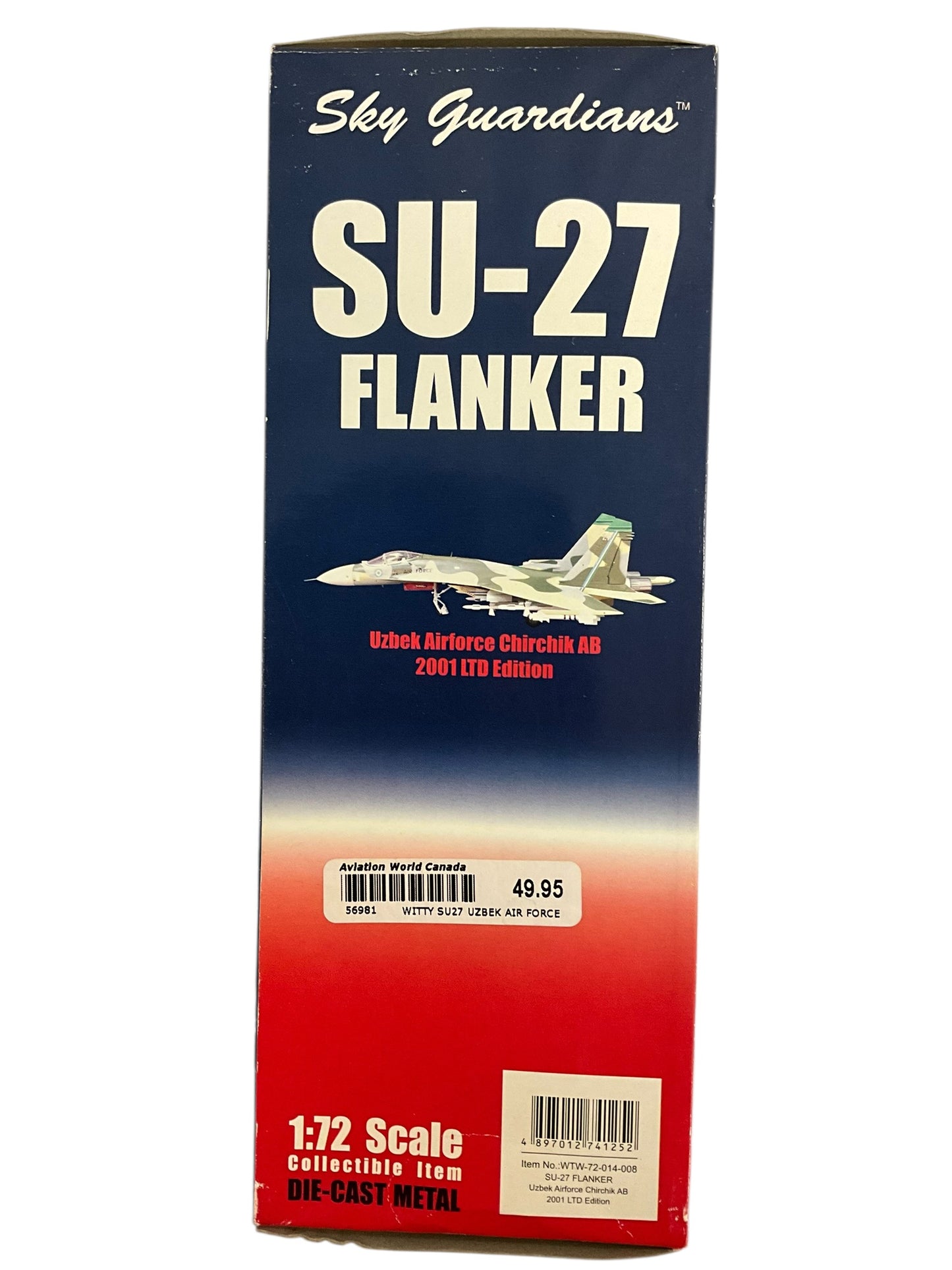 1/72 (Witty Wings) Sky Guardians (WTW-72-014-008) Sukhoi SU27 Flanker-B (White 21) Green/Tan/Grey Splotch Pattern Camo, Chirchik AB, 59th Fighter-Bomber Aviation Regiment, Uzbek Air Force (Limited Edition) 2001 Release