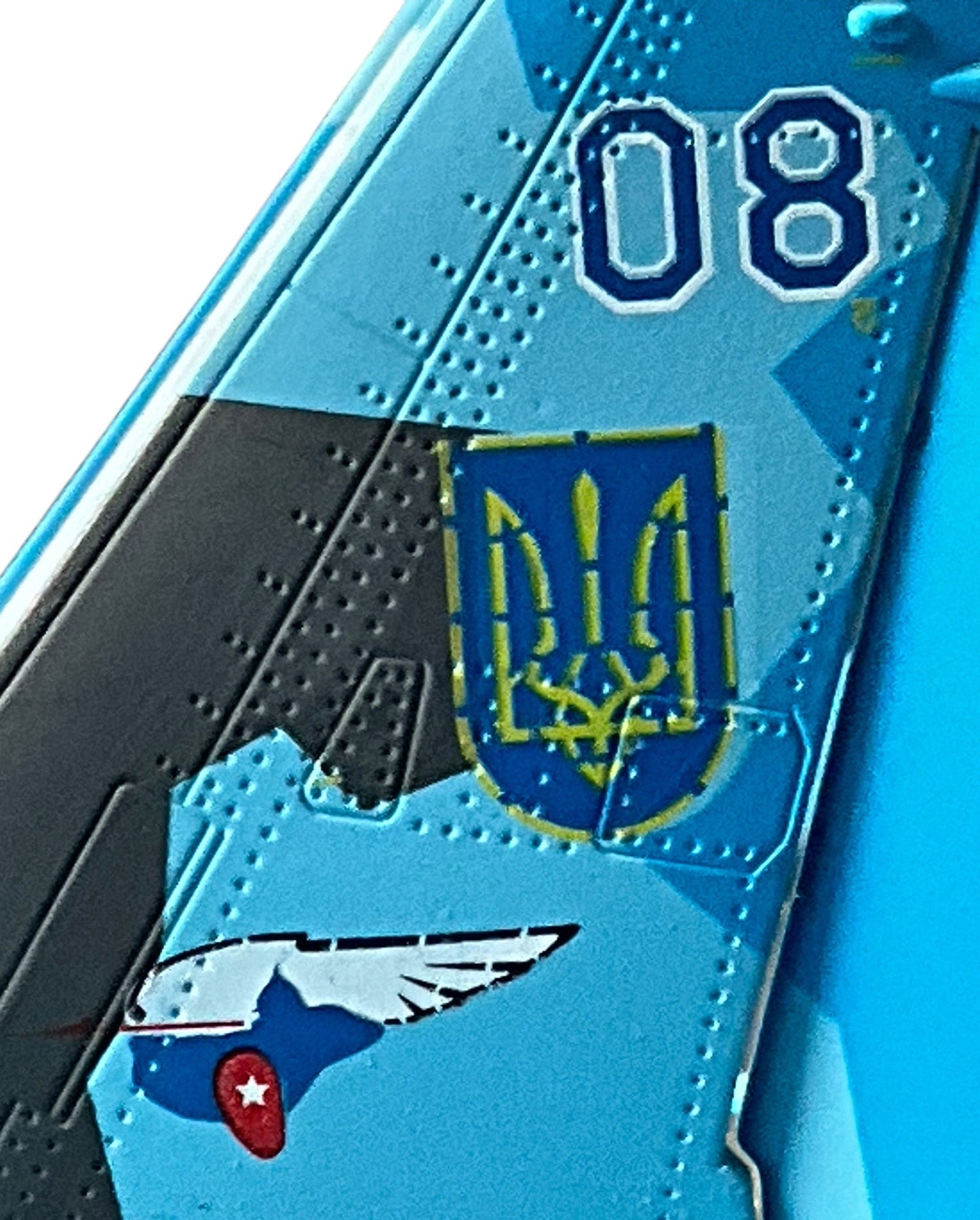 1/72 JC Wings (JCW-72-SU27-001) Sukhoi SU27 Flanker (Blue 08) Sky Blue Splinter Pattern Camo 831 Tactical Aviation Brigade, Ukraine Air Force (Limited Edition #599 of Only 720) 2022 Release