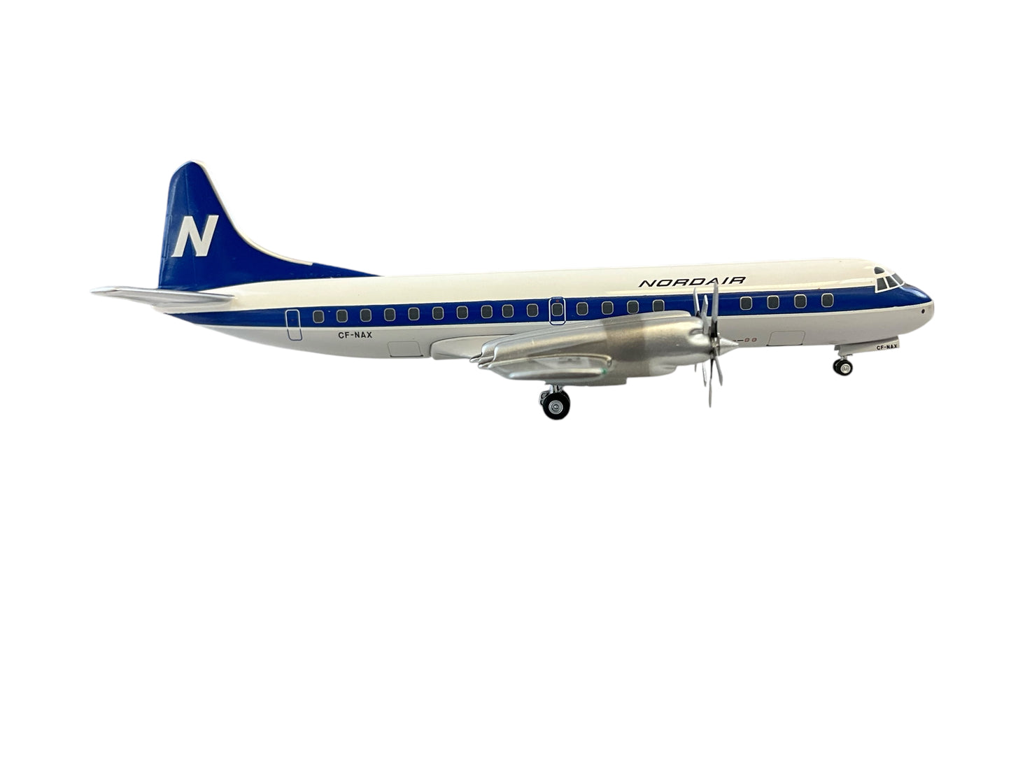 1/200 Western Models (CA-9R) Lockheed L188 Electra ( CF-NAX) - White &  Gray with Blue Cheat Line & Tail 1970s 1st NDA Livery - Nordair (LIMITED EDITION)