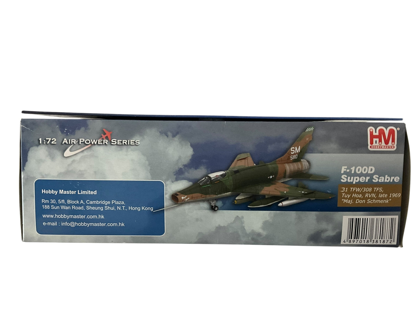 1/72 HobbyMaster (HA2102) North American F100D Super Sabre (56-3580) "Mary Jane" flown by Maj. Don Schmenk late 1969 Tuy Hoa, South Vietnam 31st TFW 308th TFS, U.S.A.F. (Limited Edition of 2100) Sept 2008 Release