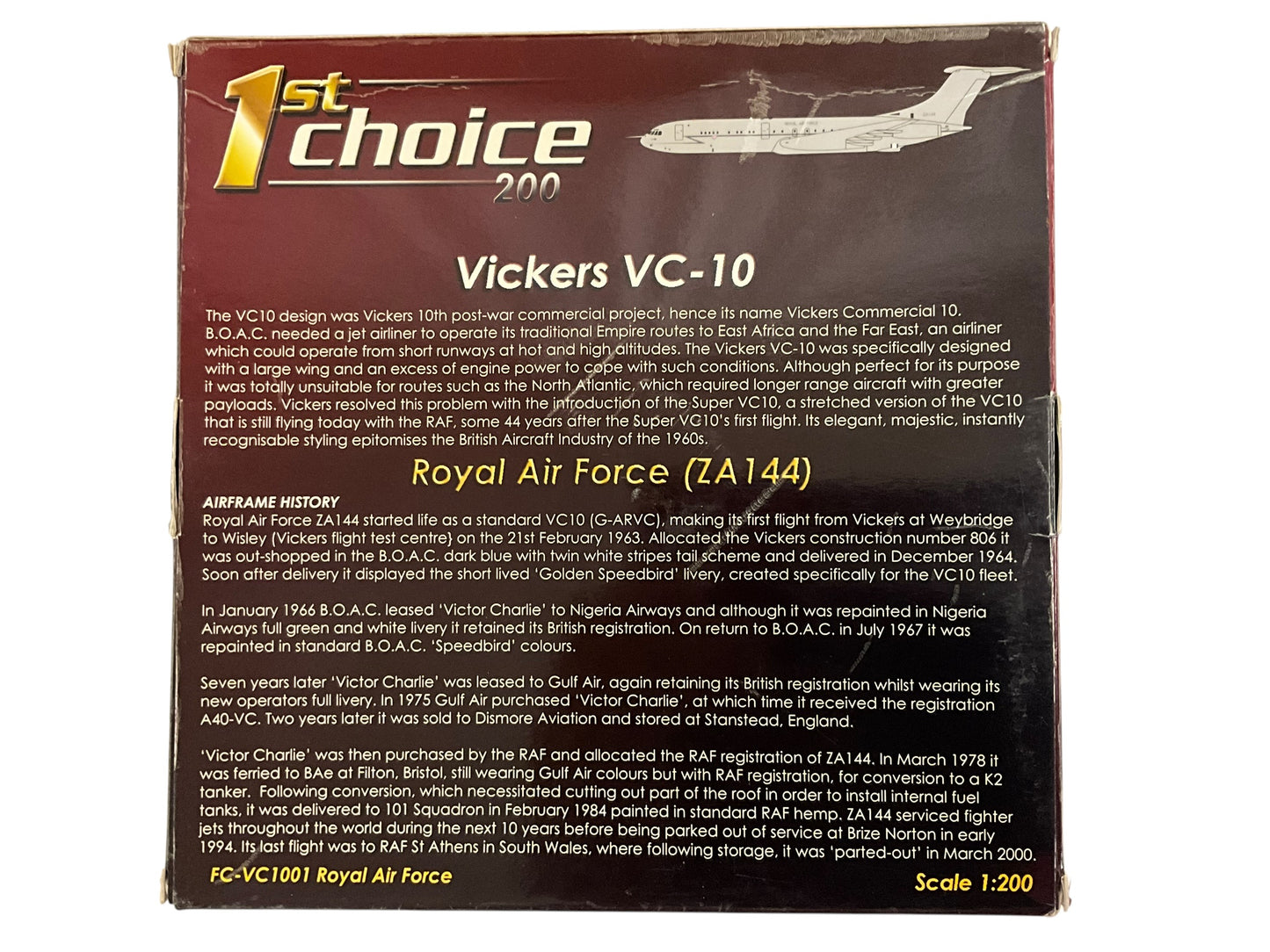 1/200 1st Choice200 (FC-VC1001) Vickers VC10-K2 (ZA144) Lo-Vis Grey Camo 101 Sqdn R.A.F. (Limited Edition) 2008 Release