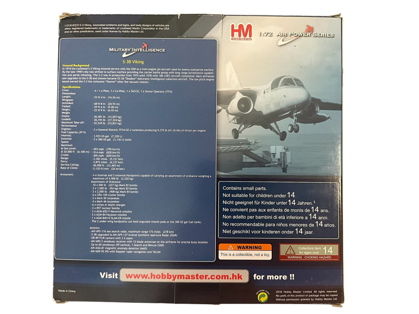 1/72 HobbyMaster (HA4905) Lockheed S3B Viking (NK700) NAVY-1 "George BUSH Victory over Iraq Speech" aboard U.S.S. Abraham Lincoln, May-01 2003, VS35 U.S. Navy (Limited Edition) 2016 Release