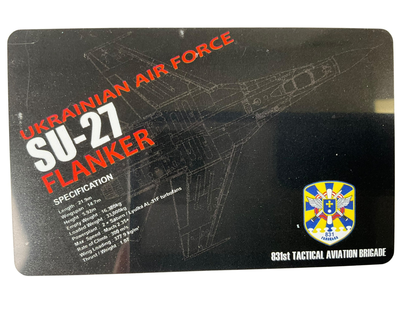 1/72 JC Wings (JCW-72-SU27-001) Sukhoi SU27 Flanker (Blue 08) Sky Blue Splinter Pattern Camo 831 Tactical Aviation Brigade, Ukraine Air Force (Limited Edition #599 of Only 720) 2022 Release