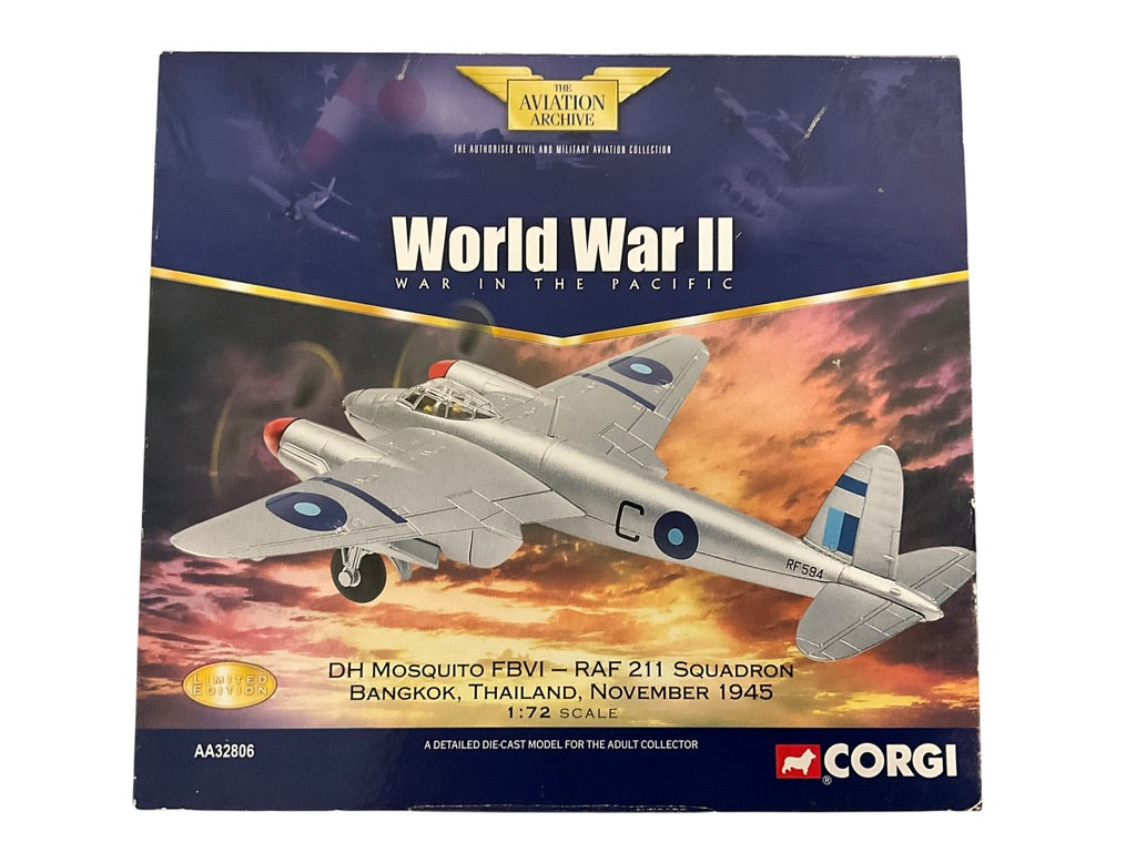 1/72 Corgi (AA32806) DeHavilland Mosquito FBVI (C / RF594) Bangkok, Thailand, Nov 1945, 211 Sqdn R.A.F. (Limited Edition #0353 of Only 3100)