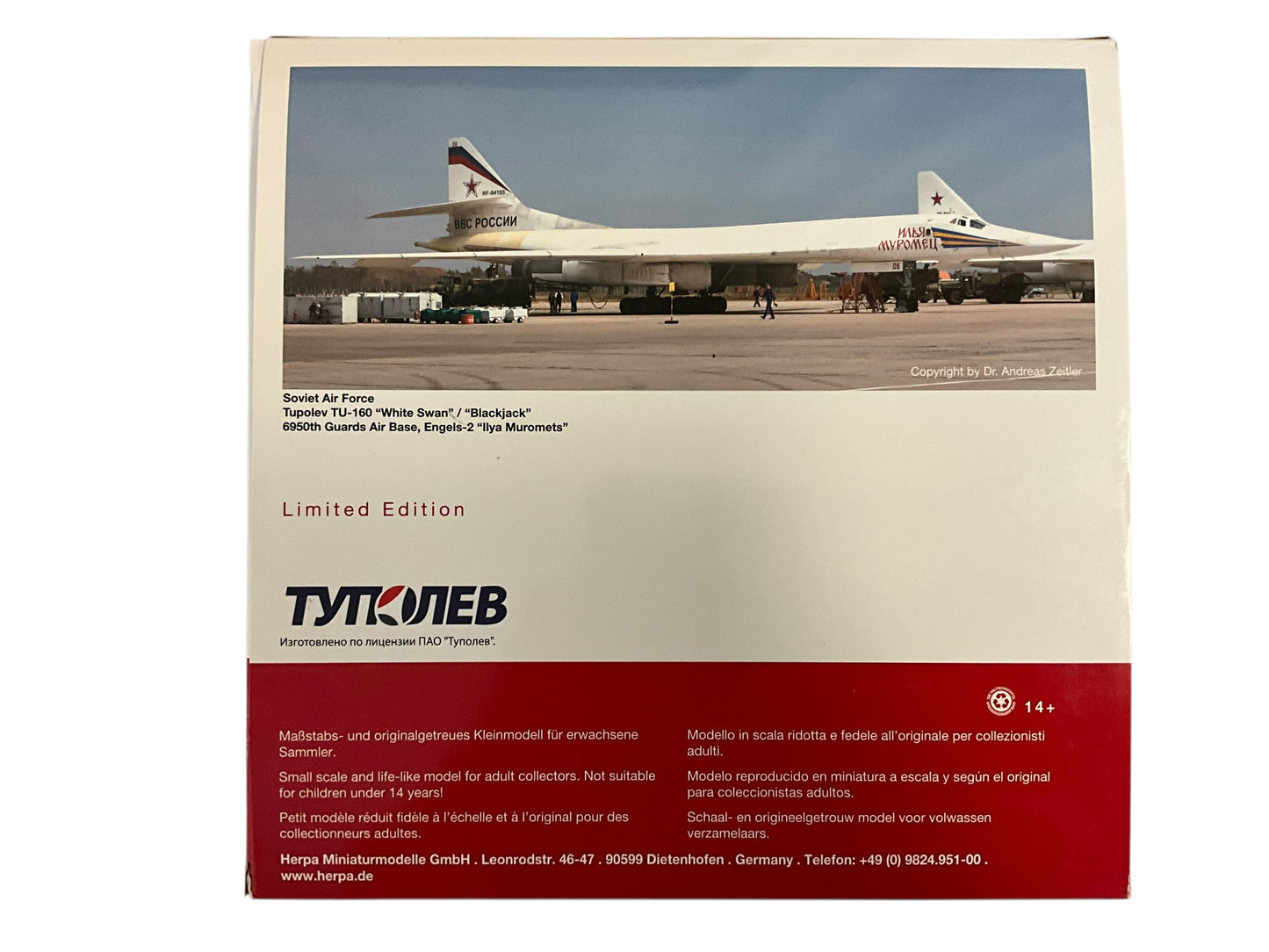 1/200 Herpa (559867) Tupolev TU-160M (White Swan) "Blackjack" (RF-94106) "Ilya Muromets" 6950th Guards AB Engels-2, Russian Air Force (Limited Edition)