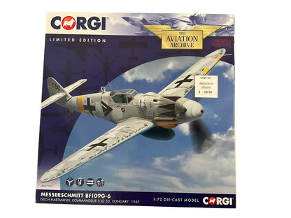 1/72 Corgi (AA27101) Messerschmitt Bf109G-6 White Winter Camo, flown by Erich Hartmann ("Ace of ALL Time" with 352 Kills) Hungary 1945, Kommandeur 1/JG53 Drittes Reich Luftwaffe (Limited Edition #1831 of Only 2000) 2013 Release