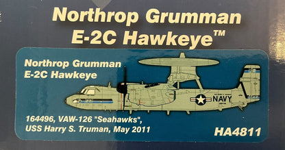 1/72 HobbyMaster (HA4811) Northrop/Grumman E2C Hawkeye (164496) May 2011 USS Harry S. Truman VAW-126 "Seahawks" U.S. Navy (Limited Edition)